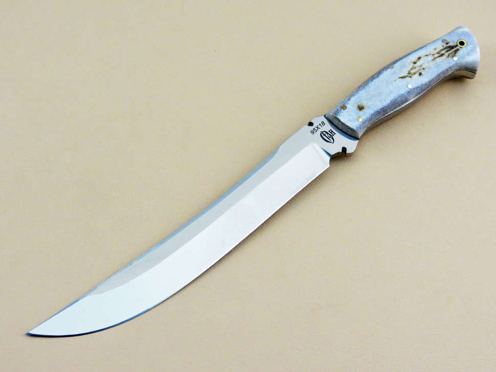 Нож «ЗВЕРОБОЙ» цельнометаллический 95х18, рог