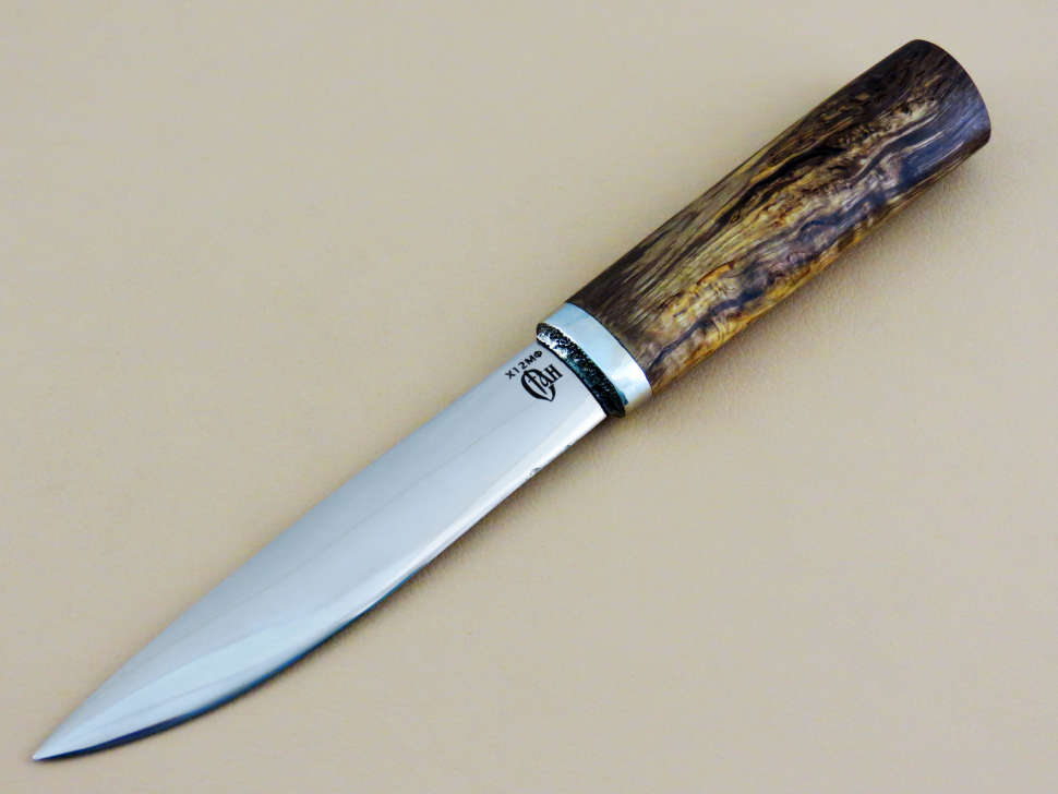 Нож «ЯКУТ большой» Х12МФ, карельская береза