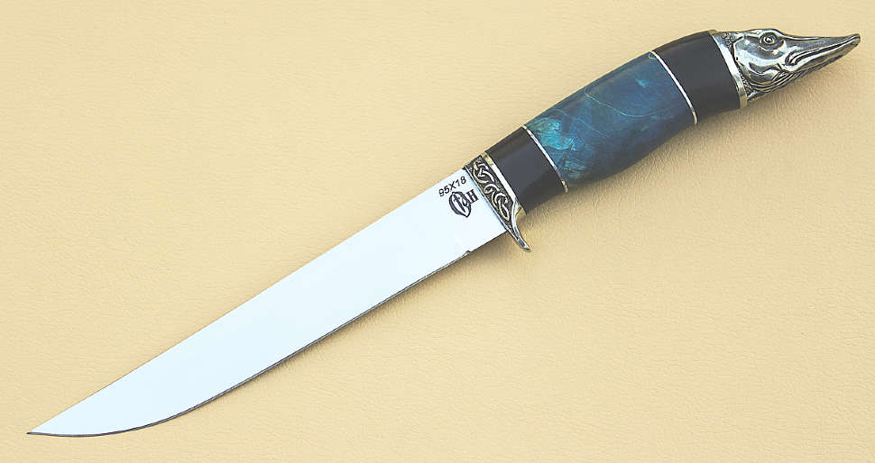 Нож для рыбалки «ЩУКА» 95Х18, граб, кап клена