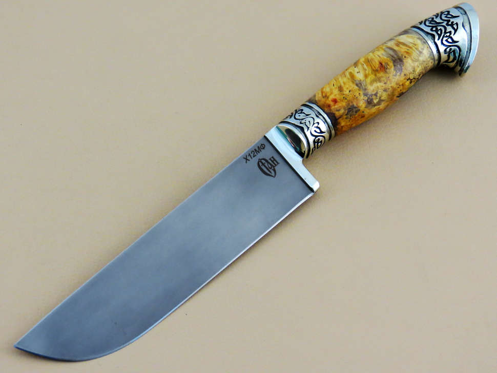 Нож «УЗБЕК» Х12МФ, кап клена, декор «Восток»