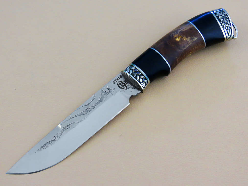 Туристический нож «ТУРИСТ» 95х18, граб, кап клена