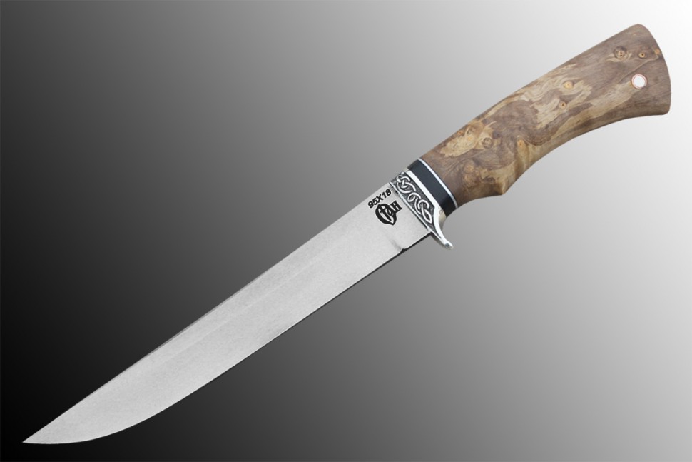 Рыбацкий нож «ЩУКА» 95х18, кап клена