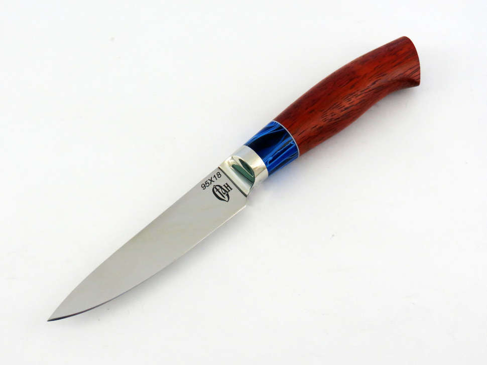 Нож кухонный №8 (Универсальный малый) 95х18, акрил, красное дерево