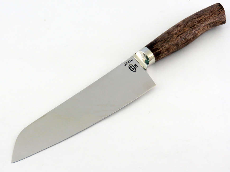 Кухонный нож №5 (Сантоку) 95Х18, кап клена