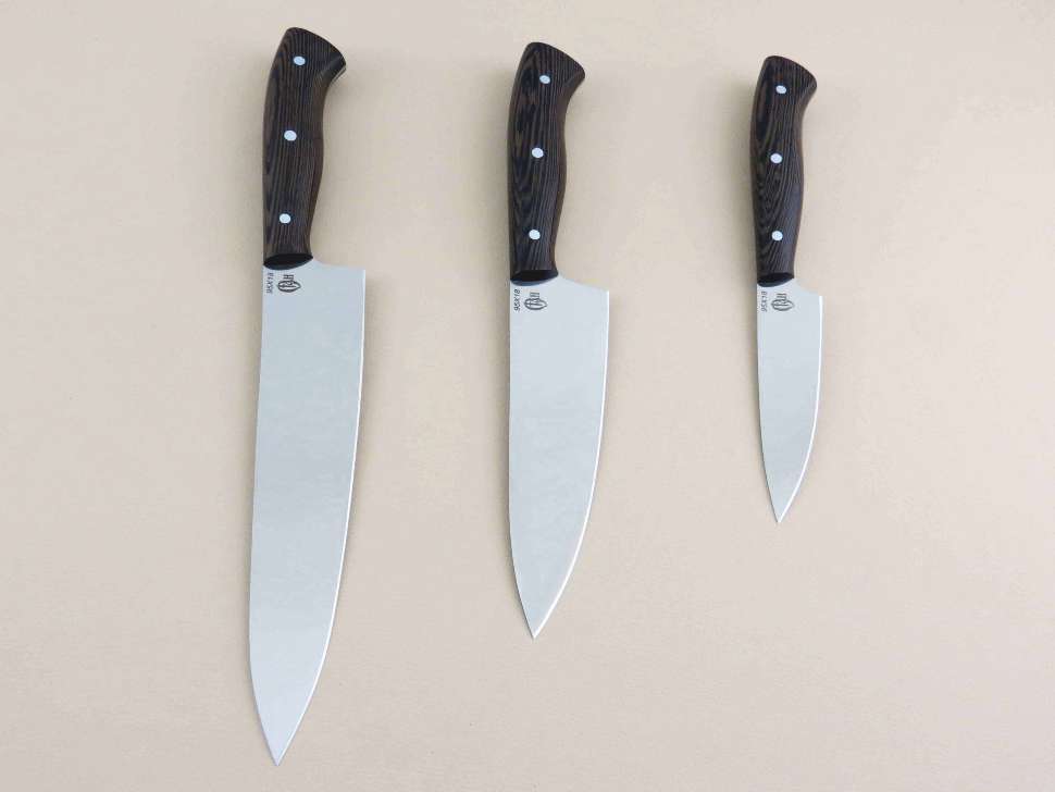 Набор кухонных ножей «КУХНЯ-1» цельнометаллический 3-х предметный 95Х18, венге