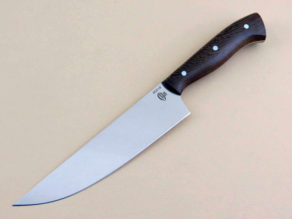 Кухонный нож №4 (Шеф) цельнометаллический 95Х18, венге