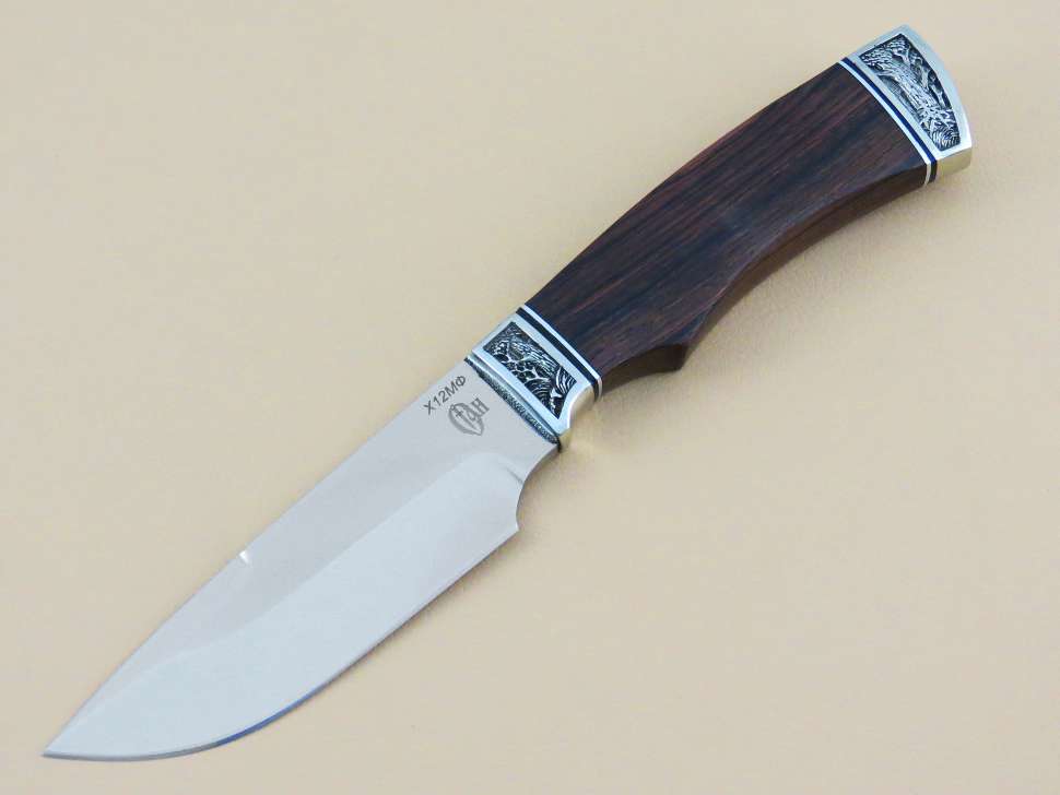 Нож «ЛОСЬ» Х12МФ, якаранда, декор «Дубрава»