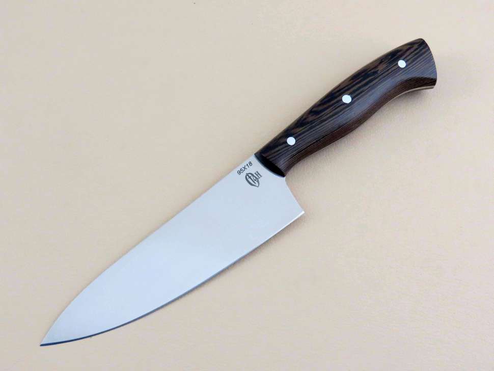 Кухонный нож №2 (Поварской) цельнометаллический 95Х18, венге