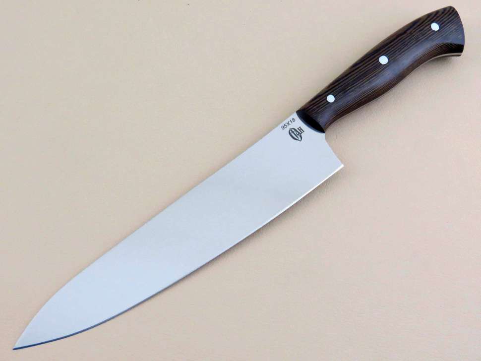 Кухонный нож №1 (Шеф) цельнометаллический 95Х18, венге