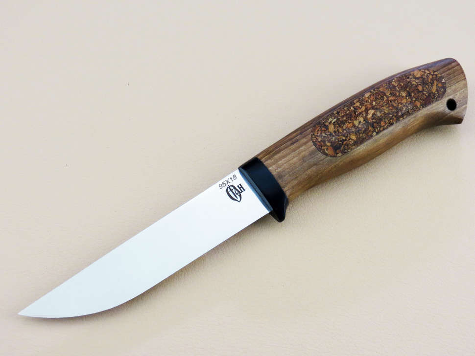 Нож для рыбалки «ЩУКА поплавок» 95Х18, орех, пробка
