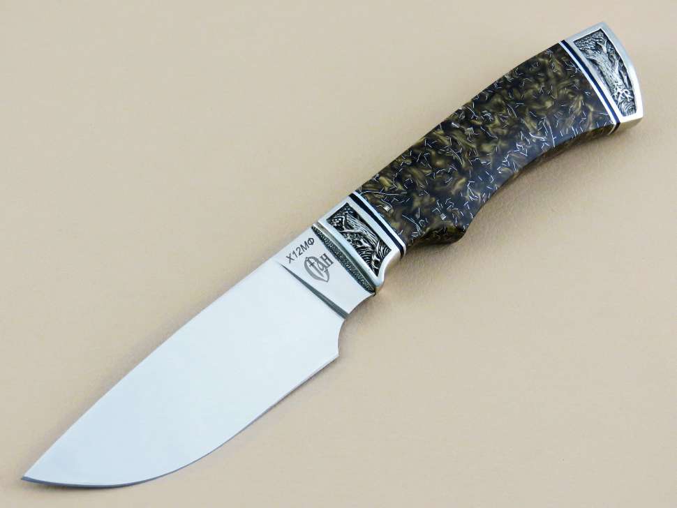 Охотничий нож «ЛОСЬ» Х12МФ, акрил, декор «Дубрава»