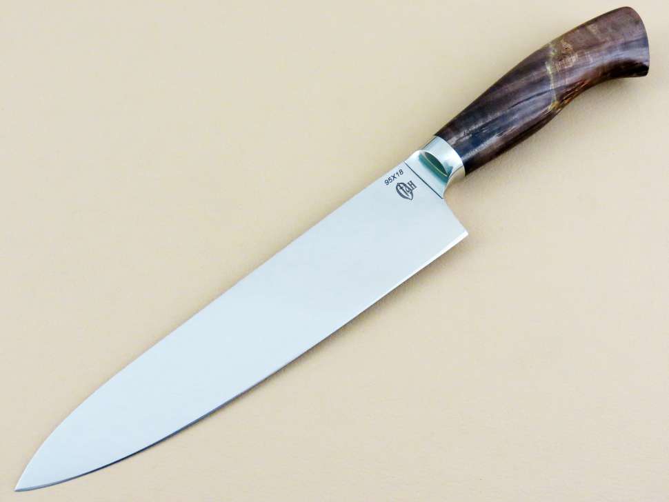 Кухонный нож №1 (Шеф)  95Х18, кап клена