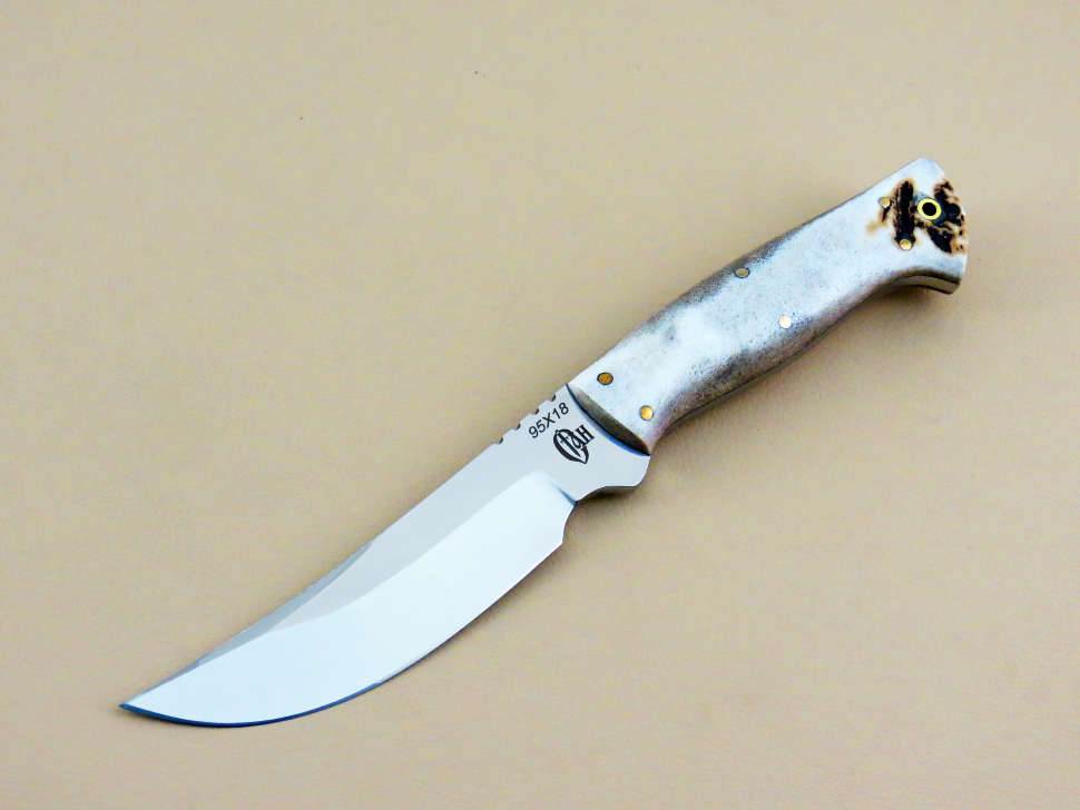 Нож «КЛЫК-1» цельнометаллический 95х18, рог