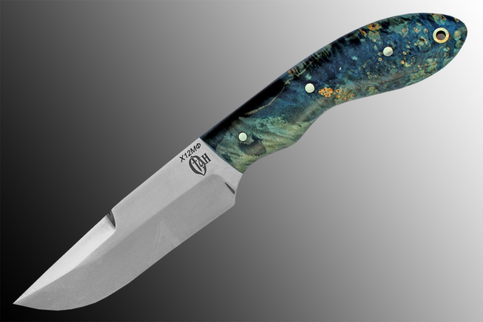 Охотничий нож «ЛОСЬ» цельнометаллический, Х12МФ, кап клена