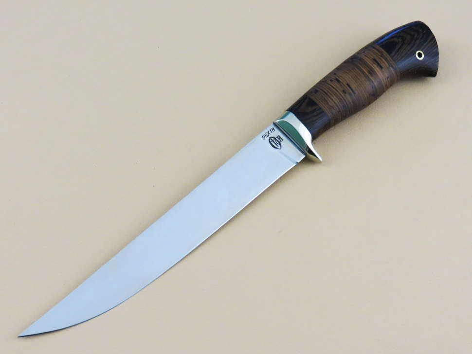 Нож «ФИЛЕЙНЫЙ большой» 95Х18, береста, венге