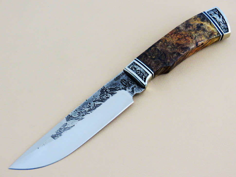 Туристический нож «ТУРИСТ» 95Х18, кап клена, декор «Дубрава»